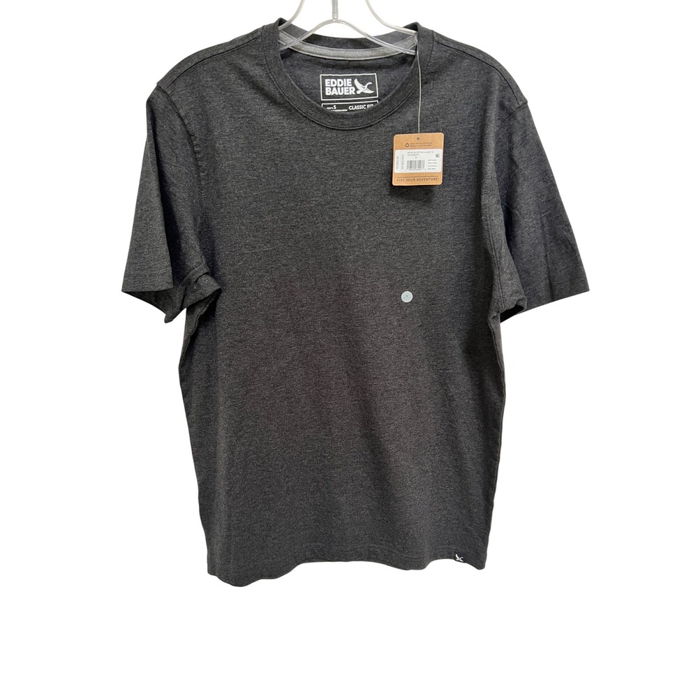 NWT Eddie Bauer Men Classic Fit Short Sleeve Cotton T-Shirt Dark Charcoal Gray S